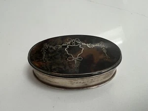 ANTIQUE HALLMARKED SILVER & FAUX SHELL RING JEWELLERY BOX - LONDON 1912 - Picture 1 of 12