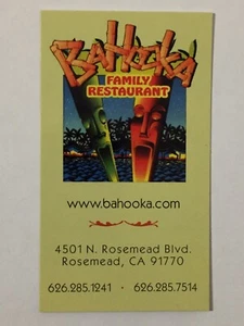 Bahooka Family Restaurant Business Card Tiki Polynesian Rosemead California 2013 - Picture 1 of 4
