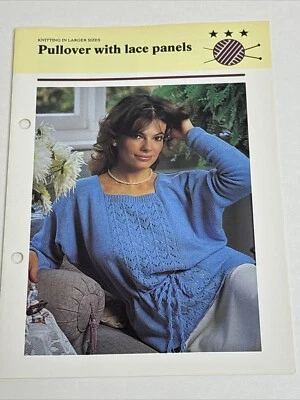 Pullover With Lace Panels Women's Knitting Pattern Card - Image 1 of 4
