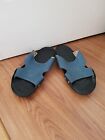 OULLSASI mens navy blue leather puma face very comfortable cushioned slippers