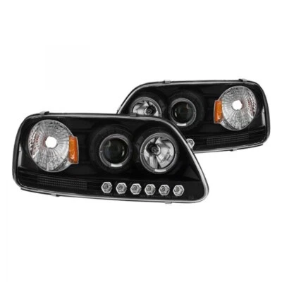 Black Halo Projector Headlights with Parking LEDs for Ford Expedition 1997-2002 - Image 1 of 4