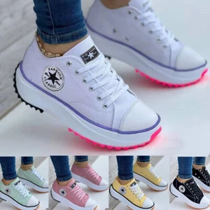 Zapatillas Informales Zapatos Moda Mujer Zapatos de Lona Tenis Plataforma Gruesas Bombas - Imagen 1 de 17