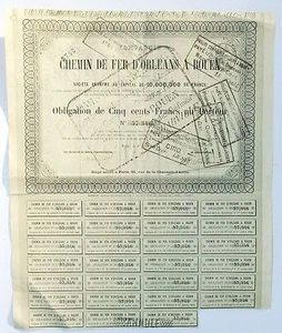 Dépt 45 & 76 & 75 - Cie des Chemins de Fer d'Orléans à Rouen du 01/08/1871 - Picture 1 of 1