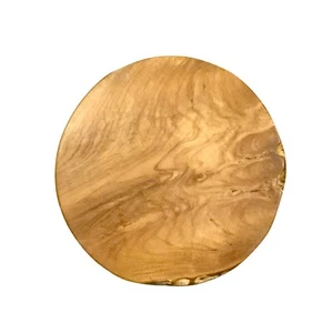 Rustic Natural Round Teak Wood Slab Table Top DIY for Side End Table Home Decor - Picture 1 of 14