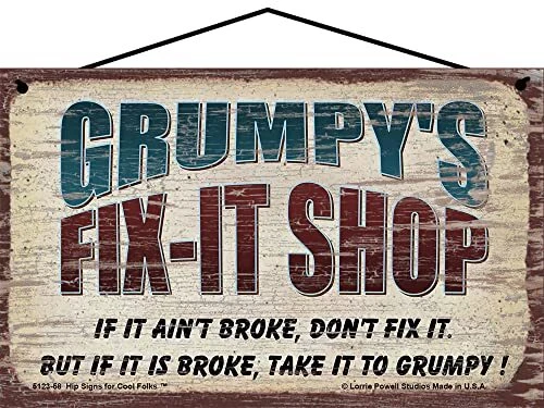 Grumpy's Fix-It Shop Sign Grandfather Grandpa Dad Father's Day Gift Vtg Style - Image 1 of 1