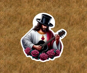 Jesus playing guitar for band Jesus N Roses vinyl sticker decal -several sizes - Picture 1 of 1