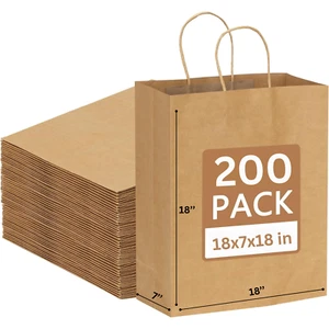 Brown Kraft Cargo Bag 18x7x18H - Twisted Handles - Eco-Friendly - NINA - Picture 1 of 16