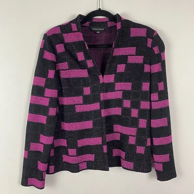 Ming Wang Jacket Size Petite Medium Black Pink Hook Eye Closure - Image 1 of 4