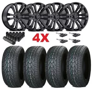 FIT SIERRA SILVERADO RAM 1500 26 BLACK WHEEL LEXANI TIRE PACKAGE SET - Picture 1 of 11