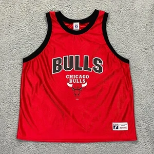 Camiseta deportiva vintage con logotipo 7 Chicago Bulls para hombre XL roja NBA baloncesto años 90 Y2K defectuosa - Imagen 1 de 15