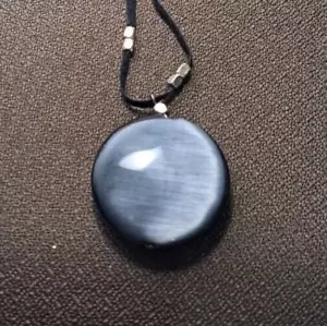 Beautiful Blue Gray Stone Round Pendant Choker Necklace. - Picture 1 of 8