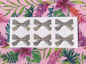 24 Metallic Gold Bow Transparent Stickers Gift Present Wedding Favour Box - Picture 1 of 2
