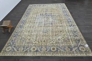 Oushak Turkish Vintage Rug 7x10 Kilim Rug Anatolian Handmade Boho Decor BEIGE - Picture 1 of 9