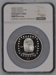 Mexico ✮ 1996 ✮ 10 Pesos ✮ NGC PF 68 UC ✮ D. Bailey Plate Coin ✮ Cabeza Olmeca ✮ - Picture 1 of 8