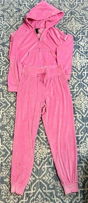 Victoria Secret Conjunto de Sudadera con Capucha de Terciopelo Rosa + Chándal Jogger Para Mujer Pequeño  Foto 1 de 4