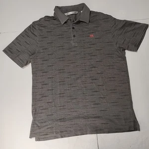Travis Matthew Polo Shirt Mens Medium Green Striped Short Sleeve - Picture 1 of 11