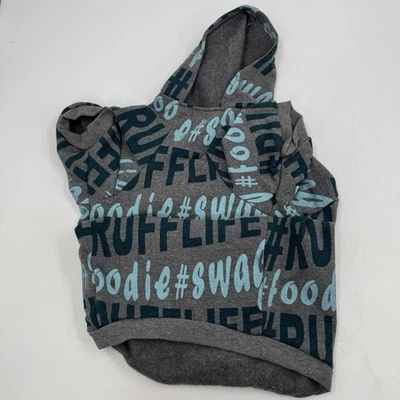 Top Paw Dog Size Large Grey Dog Hoodie Canine Apparel Blue Text - Image 1 of 4