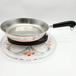 Revere Ware Padella 10 Pollici Fondo Rivestito in Rame Acciaio Inox Padella USA - Foto 1 di 8