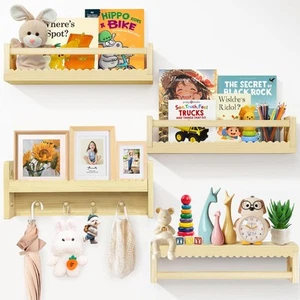 Idefair 16.5 Inch Floating Nursery Book Shelves Set of 4, Kid's Bookshelf for... - Picture 1 of 7