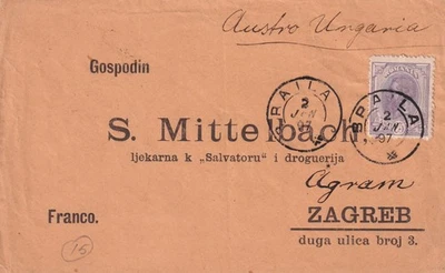 RUMANÍA - 1897 CUBIERTA BRAILA A ZAGREB CROACIA Foto 1 de 2