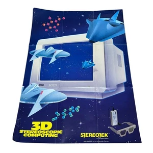 Vintage Stereotek 3D Stereoscopic Computing Poster Atari SC1224 Monitor Glasses - Picture 1 of 7