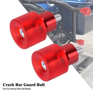 2x Protectores de Motor Barras de Choques 12mm Extremo Bolas Protector Rojo Para Harley - Imagen 1 de 17