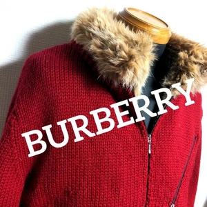 Burberry Black Label Men’s Knit Jacket Red Fur Lined M #EK BCA - Picture 1 of 9