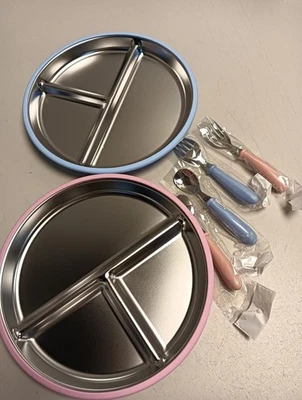 Edelstahl Teller Baby Mit Saugnapf - 2 Stück 23cm Edelstahl Baby Saugnapfteller - Bild 1 von 3