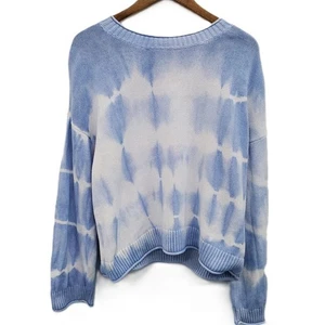 Elizabeth and James Damen XL blau weiß Batik Baumwolle Strick Pullover Oberteil - Bild 1 von 13