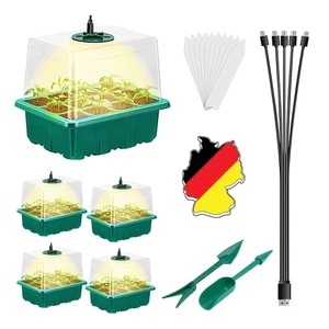 Zimmergewächshaus Anzuchtkasten mit Licht, 5 Stück Mini Gewächshaus Anzucht Set - Bild 1 von 12