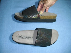 Mephisto Hanik metallic leather slide womens Size 39 - Picture 1 of 4