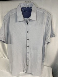 Stone Rose Blue Print Casual Short Sleeve Button Down Shirt-XL - Picture 1 of 7