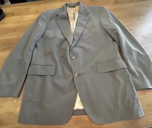 Vintage LL Bean Sport Coat 44 Tan Olive Safari Canvas Flap Pockets 2 Buttons USA - Picture 1 of 12