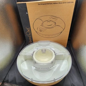 Pampered Chef Chillzanne Covered Round  Sectional Server Tray-dinner party - Picture 1 of 8