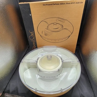 Pampered Chef Chillzanne Covered Round  Sectional Server Tray-dinner party - Image 1 of 4