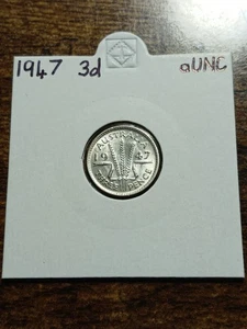 1947 threepence 92.5% Silver aUNC Free Post - Picture 1 of 2