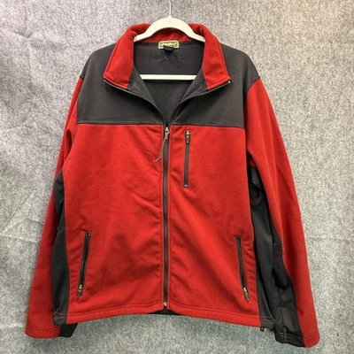 Eddie Bauer Men's XL Tall Red Black Fleece Jacket Full Zip - Image 1 of 4