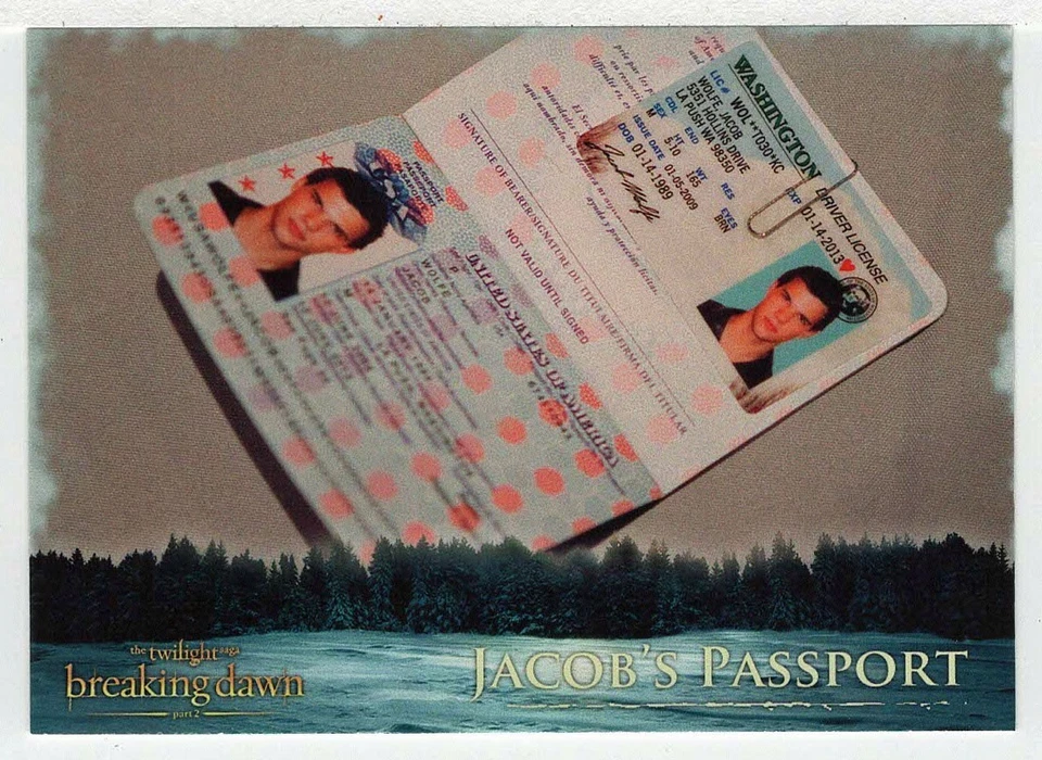 Jacob's Passport (tarjeta comercial) Twilight Saga - Amanecer - 2012 NECA # 60 Foto 1 de 1