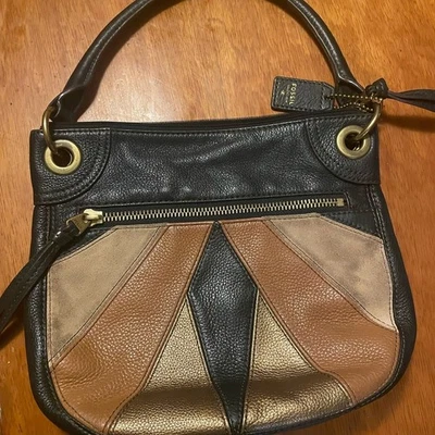 Bolso Hobo Convertible Fossil Karli Cuero y Gamuza Retazos Usado en Excelente Condición Foto 1 de 4