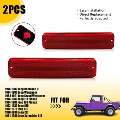 Kit de carcasa de luces de señalización laterales rojas para camioneta Jeep J10 1974-1983 Foto 1 de 4