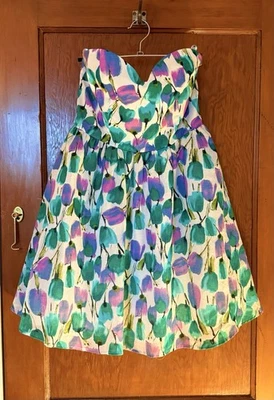 Rachel Antonoff Size 8 Women’s Strapless Mini Bubble Skirt Tulip Cotton Dress - Image 1 of 3