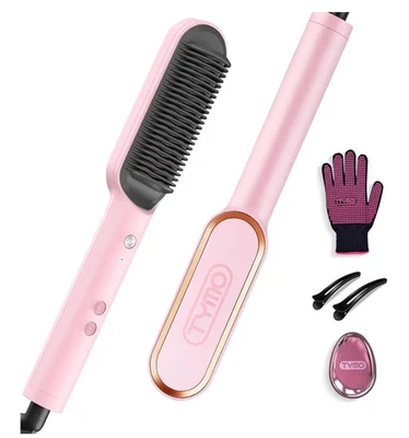 TYMO Ring Hair Straightener Comb Straightening Brush, 5 Temps-PINK- Ret $55 NEW - Image 1 of 4