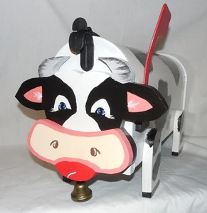Actual Handpainted Cow Mailbox Hand Painted Handcrafted Holstein Heifer Mail box - Picture 1 of 8