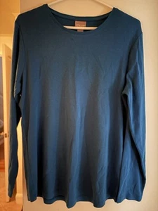 CHICO’s Lynn Scoop Neck LS Basic Knit Top Size 2 Teal Large NWT - Picture 1 of 4