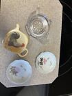 VINTAGE Tea Bag Holders GlassTeapot Shape And Other Holders. Rooster Marke italy
