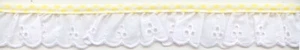 1" white ruffled eyelet fabric trim yellow & white gingham piping 25 yards - Picture 1 of 1