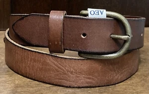 American Eagle XS/S Cow Leather Brown Belt Lace Pattern 1-1/4”Wide EUC - Picture 1 of 7