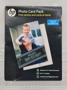 HP Photo Card Pack: 5"x7" Paper/Envelopes (10), 4"x6" Paper (5), SF791A, SEALED - Picture 1 of 2