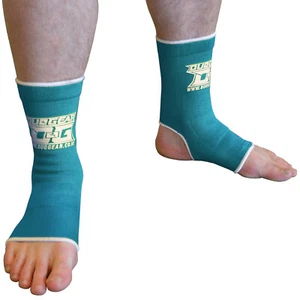 TEAL BLUE MUAY THAI ANKLE SUPPORTS MMA MARTIAL ARTS THAIBOXING KICKBOXING (PAIR - Picture 1 of 4