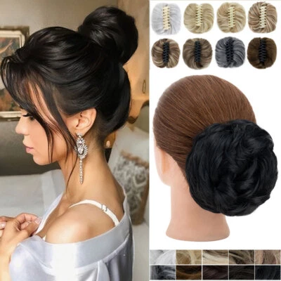 65G Messy Bun Hair Piece Thick Scrunchie Updo Curly Claw Clip on Hair Extensions - Image 1 of 4